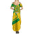 Comoros Flag Family Matching Summer Maxi Dress and Hawaiian Shirt with Green and Yellow Design and National Emblem