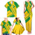 Comoros Flag Family Matching Tank Maxi Dress and Hawaiian Shirt with Green and Yellow Design and National Emblem