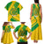 Comoros Flag Family Matching Tank Maxi Dress and Hawaiian Shirt with Green and Yellow Design and National Emblem