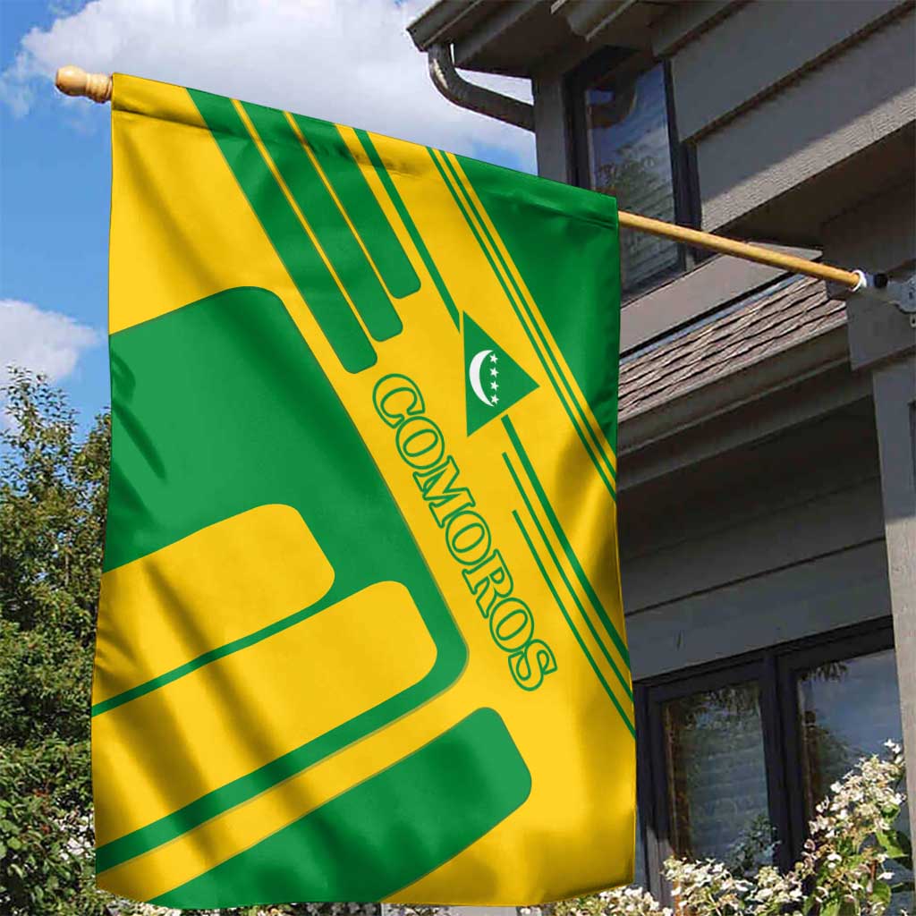 Comoros Flag Garden Flag with Green and Yellow Design and National Emblem