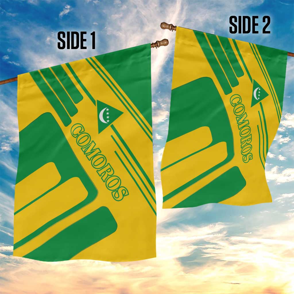 Comoros Flag Garden Flag with Green and Yellow Design and National Emblem