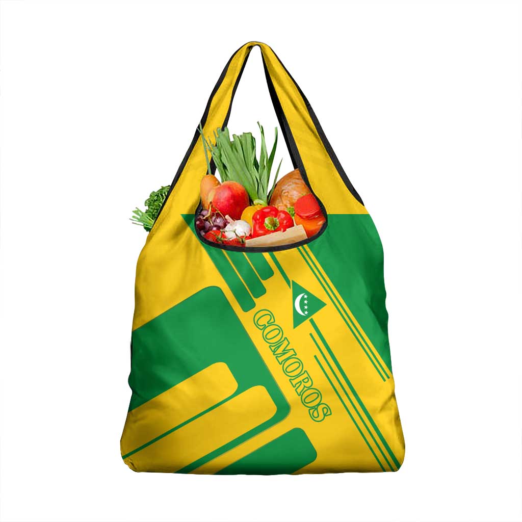 Comoros Flag Grocery Bag with Green and Yellow Design and National Emblem