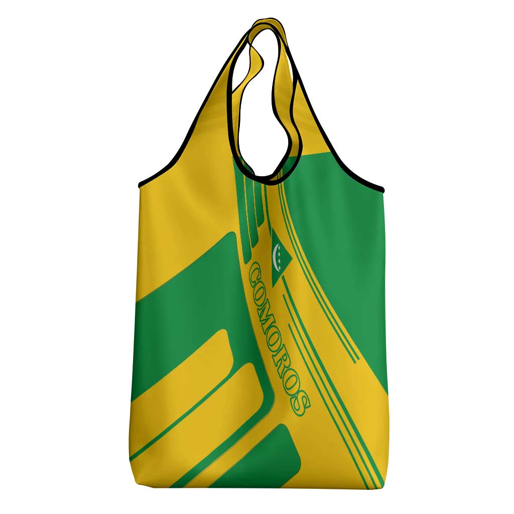 Comoros Flag Grocery Bag with Green and Yellow Design and National Emblem
