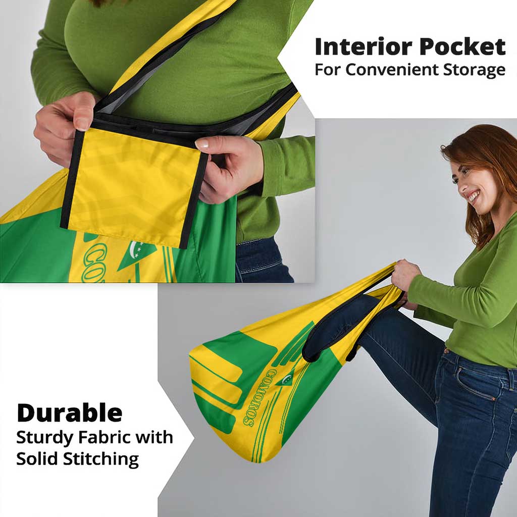 Comoros Flag Grocery Bag with Green and Yellow Design and National Emblem