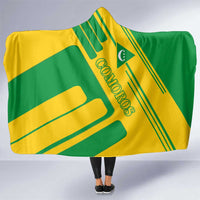 Comoros Flag Hooded Blanket with Green and Yellow Design and National Emblem