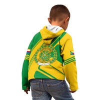 Comoros Flag Kid Hoodie with Green and Yellow Design and National Emblem