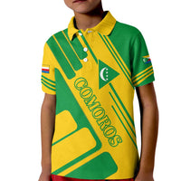 Comoros Flag Kid Polo Shirt with Green and Yellow Design and National Emblem