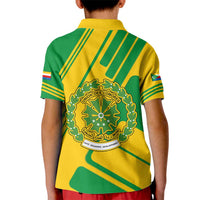 Comoros Flag Kid Polo Shirt with Green and Yellow Design and National Emblem