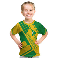 Comoros Flag Kid T Shirt with Green and Yellow Design and National Emblem