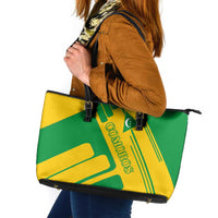 Comoros Flag Leather Tote Bag with Green and Yellow Design and National Emblem