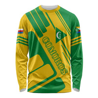 Comoros Flag Long Sleeve Shirt with Green and Yellow Design and National Emblem
