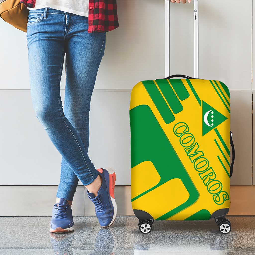 Comoros Flag Luggage Cover with Green and Yellow Design and National Emblem