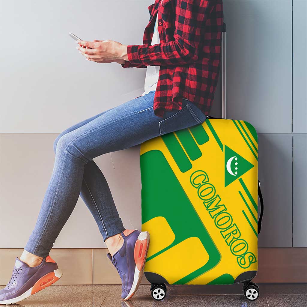 Comoros Flag Luggage Cover with Green and Yellow Design and National Emblem
