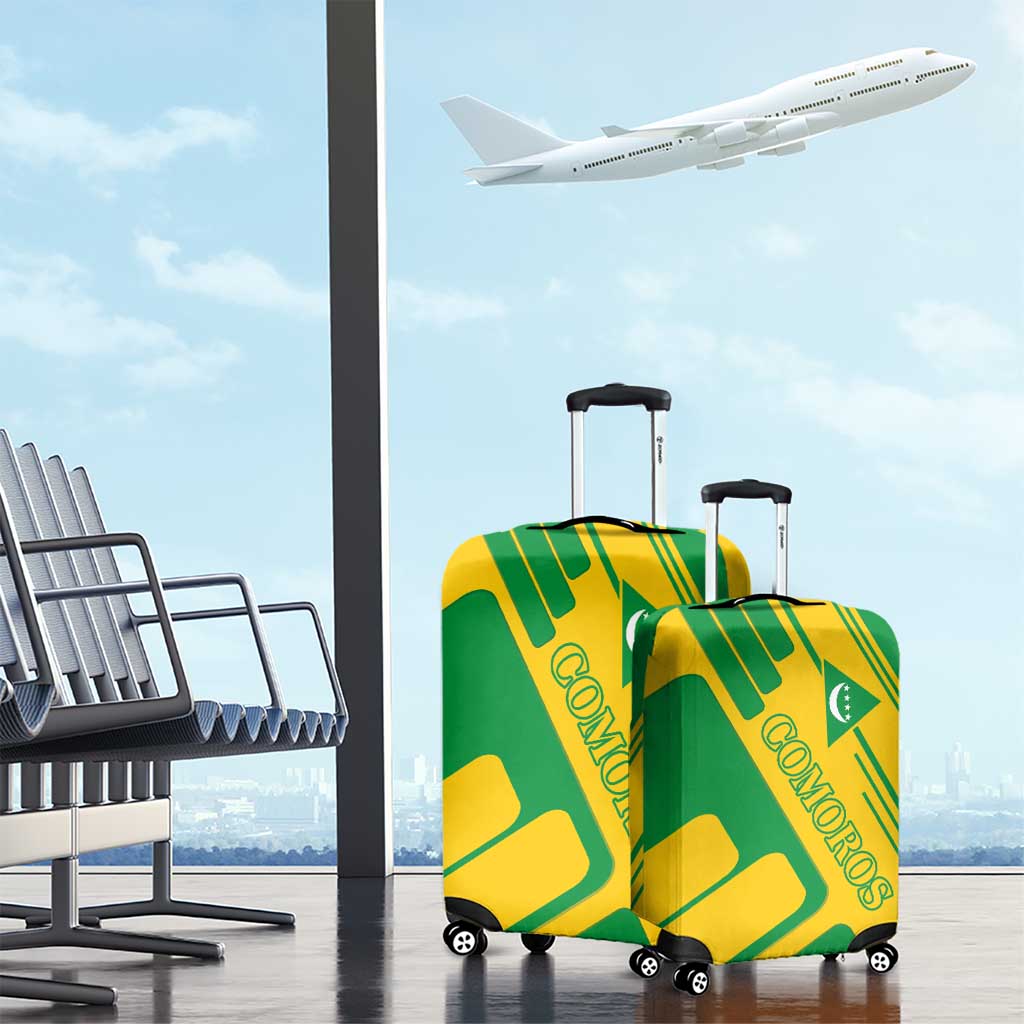 Comoros Flag Luggage Cover with Green and Yellow Design and National Emblem