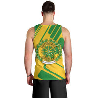 Comoros Flag Men Tank Top with Green and Yellow Design and National Emblem