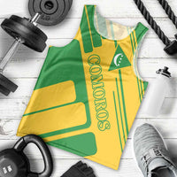 Comoros Flag Men Tank Top with Green and Yellow Design and National Emblem