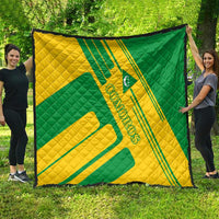 Comoros Flag Quilt with Green and Yellow Design and National Emblem