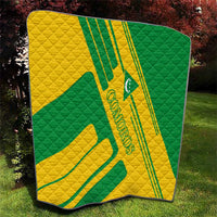 Comoros Flag Quilt with Green and Yellow Design and National Emblem