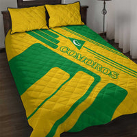 Comoros Flag Quilt Bed Set with Green and Yellow Design and National Emblem