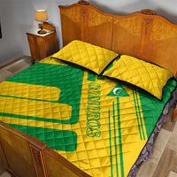 Comoros Flag Quilt Bed Set with Green and Yellow Design and National Emblem