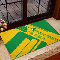 Comoros Flag Rubber Doormat with Green and Yellow Design and National Emblem