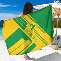 Comoros Flag Sarong with Green and Yellow Design and National Emblem