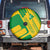 Comoros Flag Spare Tire Cover with Green and Yellow Design and National Emblem