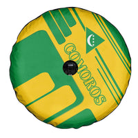 Comoros Flag Spare Tire Cover with Green and Yellow Design and National Emblem