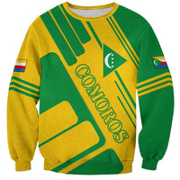 Comoros Flag Sweatshirt with Green and Yellow Design and National Emblem