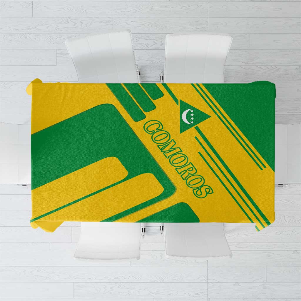 Comoros Flag Tablecloth with Green and Yellow Design and National Emblem