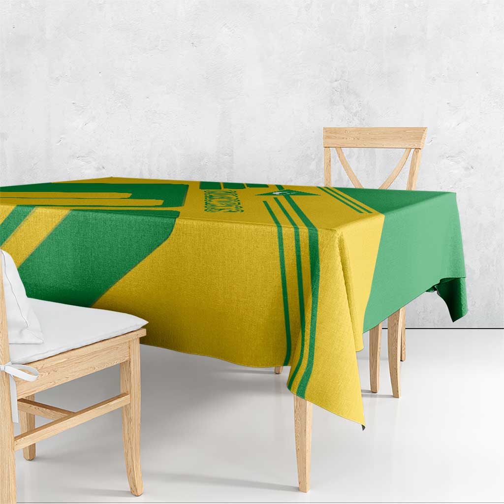 Comoros Flag Tablecloth with Green and Yellow Design and National Emblem