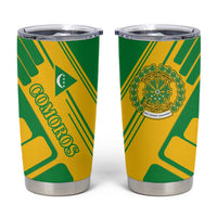Comoros Flag Tumbler Cup with Green and Yellow Design and National Emblem