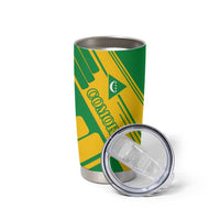 Comoros Flag Tumbler Cup with Green and Yellow Design and National Emblem
