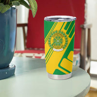 Comoros Flag Tumbler Cup with Green and Yellow Design and National Emblem