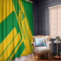 Comoros Flag Window Curtain with Green and Yellow Design and National Emblem