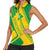 Comoros Flag Women Sleeveless Polo Shirt with Green and Yellow Design and National Emblem