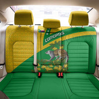 Comoros Back Car Seat Cover with National Flag Lemur Design and Ylang Ylang Flower Pattern