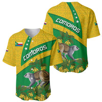 Comoros Baseball Jersey with National Flag Lemur Design and Ylang Ylang Flower Pattern