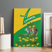 Comoros Canvas Wall Art with National Flag Lemur Design and Ylang Ylang Flower Pattern