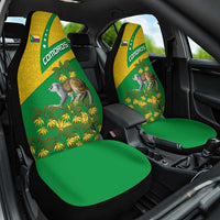Comoros Car Seat Cover with National Flag Lemur Design and Ylang Ylang Flower Pattern
