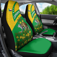 Comoros Car Seat Cover with National Flag Lemur Design and Ylang Ylang Flower Pattern