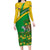 Comoros Family Matching Long Sleeve Bodycon Dress and Hawaiian Shirt with National Flag Lemur Design and Ylang Ylang Flower Pattern