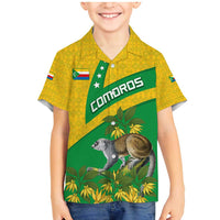 Comoros Family Matching Mermaid Dress and Hawaiian Shirt with National Flag Lemur Design and Ylang Ylang Flower Pattern