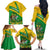 Comoros Family Matching Off The Shoulder Long Sleeve Dress and Hawaiian Shirt with National Flag Lemur Design and Ylang Ylang Flower Pattern