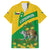 Comoros Family Matching Off The Shoulder Long Sleeve Dress and Hawaiian Shirt with National Flag Lemur Design and Ylang Ylang Flower Pattern