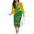 Comoros Family Matching Off The Shoulder Long Sleeve Dress and Hawaiian Shirt with National Flag Lemur Design and Ylang Ylang Flower Pattern