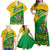 Comoros Family Matching Off Shoulder Maxi Dress and Hawaiian Shirt with National Flag Lemur Design and Ylang Ylang Flower Pattern