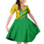 Comoros Family Matching Off Shoulder Short Dress and Hawaiian Shirt with National Flag Lemur Design and Ylang Ylang Flower Pattern