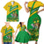 Comoros Family Matching Short Sleeve Bodycon Dress and Hawaiian Shirt with National Flag Lemur Design and Ylang Ylang Flower Pattern
