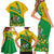 Comoros Family Matching Short Sleeve Bodycon Dress and Hawaiian Shirt with National Flag Lemur Design and Ylang Ylang Flower Pattern